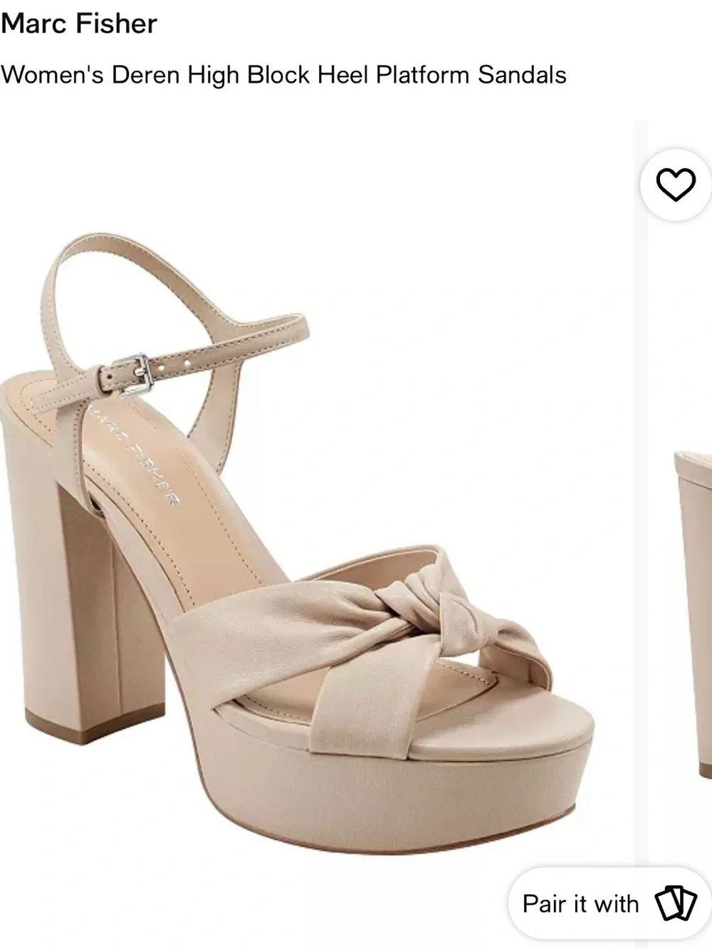 Marc Fisher Deren Nude Knot Front Platform Sandals. NEW NEVER WORN. 7.5